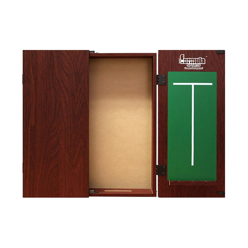 Formula Sports Plain MDF 58cm Dartboard Cabinet Storage w/ Chalkboard Mahogany