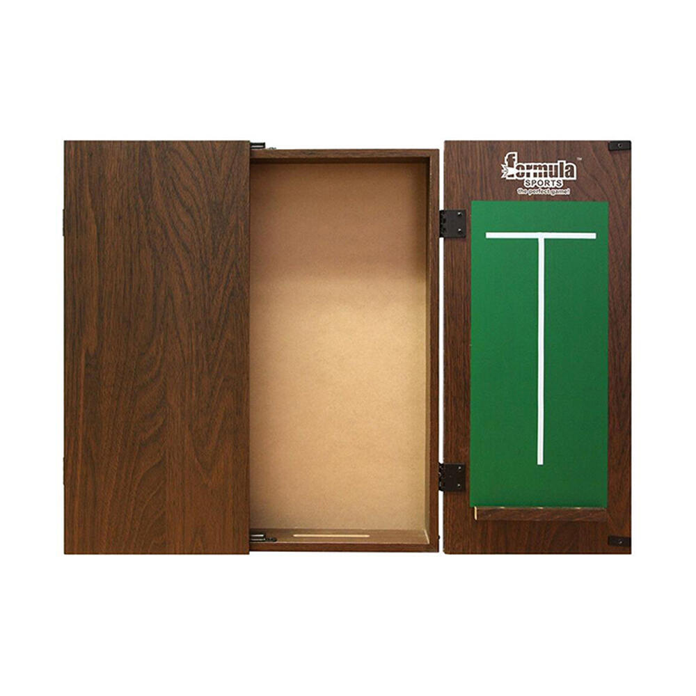 Formula Sports Plain MDF 58cm Dartboard Cabinet Storage w/ Chalkboard Walnut