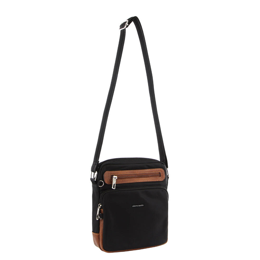 Pierre Cardin Nylon Anti-Theft Cross Body Bag in Black