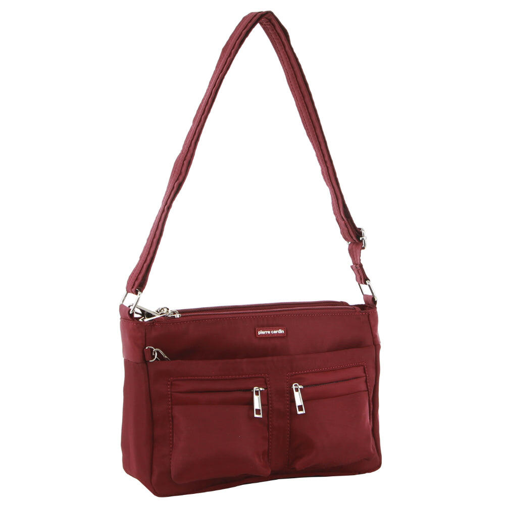 Pierre Cardin  Nylon Anti-Theft Cross Body Bag in Wine