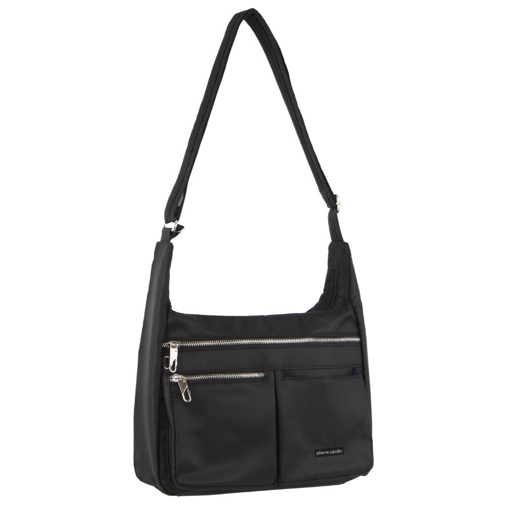 Pierre Cardin Nylon Anti-Theft Cross Body Bag in Black