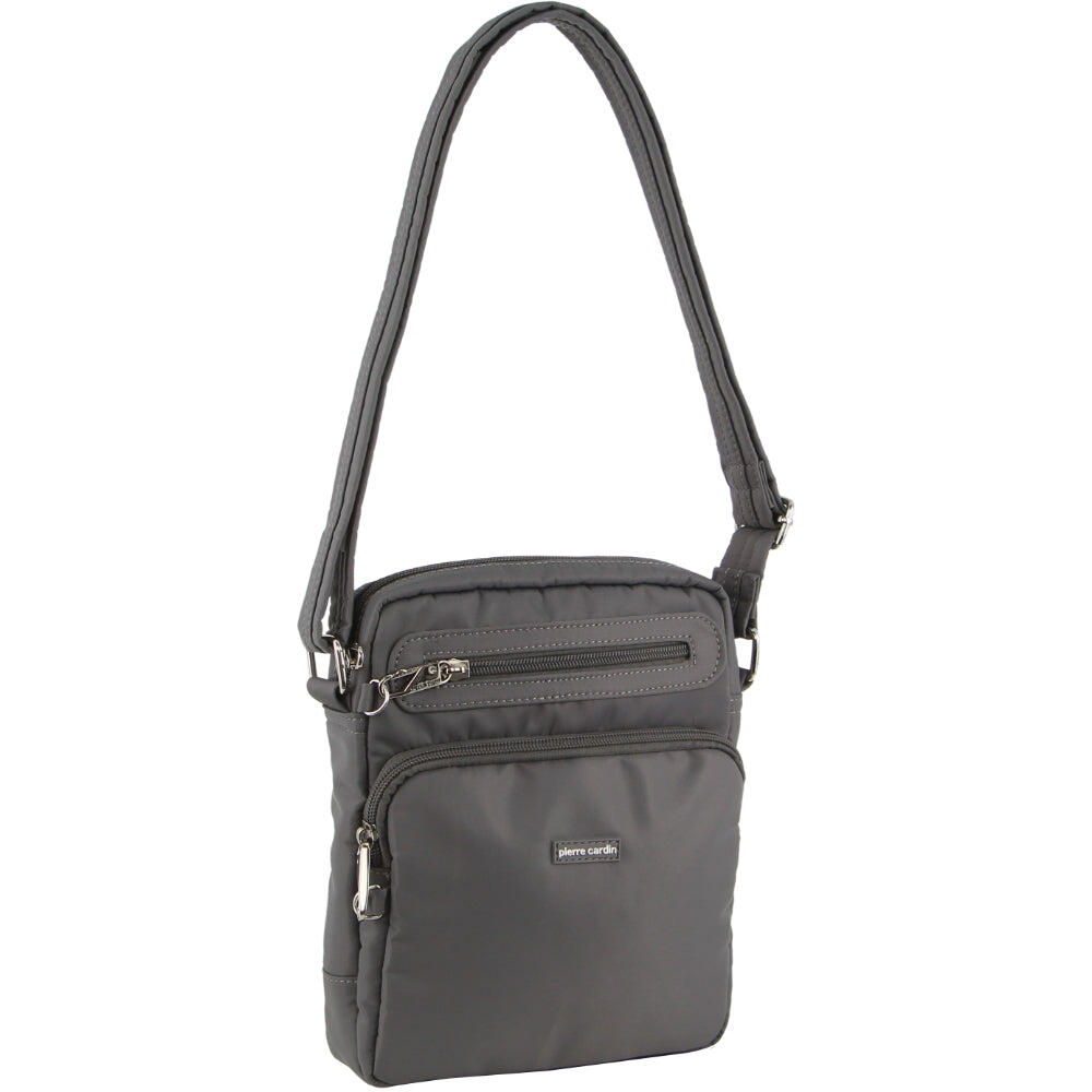 Pierre Cardin Nylon Anti-Theft Cross Body Bag in Grey-Camo