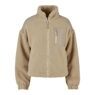 Dames sherpa fleece jas (zwart)