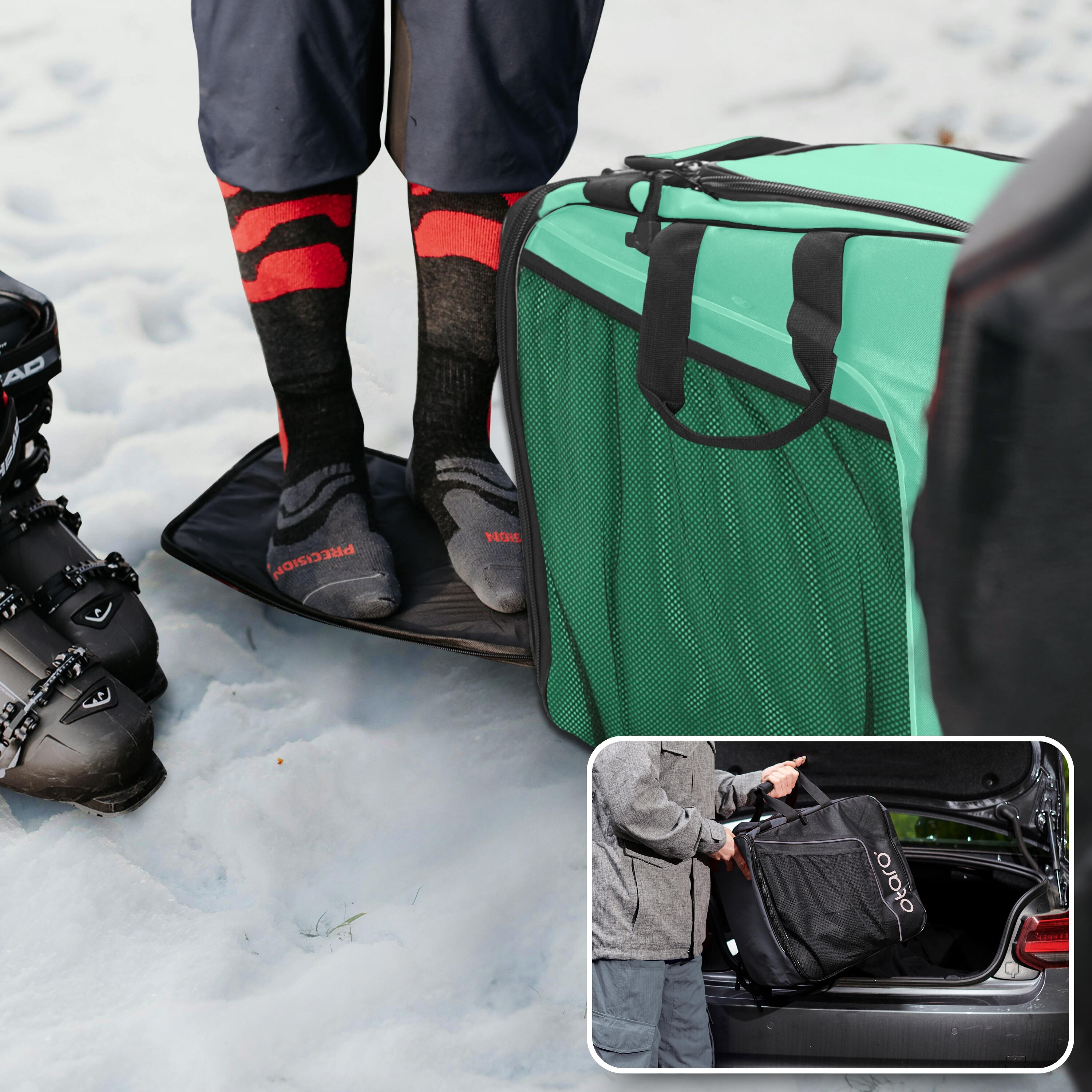 Ski taks met schoencompartiment en schouderriem | Kinderen 27L Mint Green 3/6