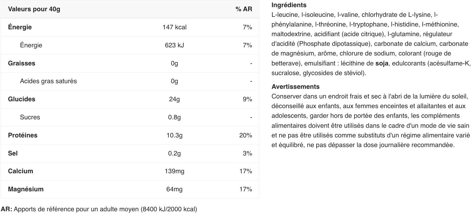 Acides aminés essentiels - Premium Amino Intra Workout - Punch Tropical 800g 2/3