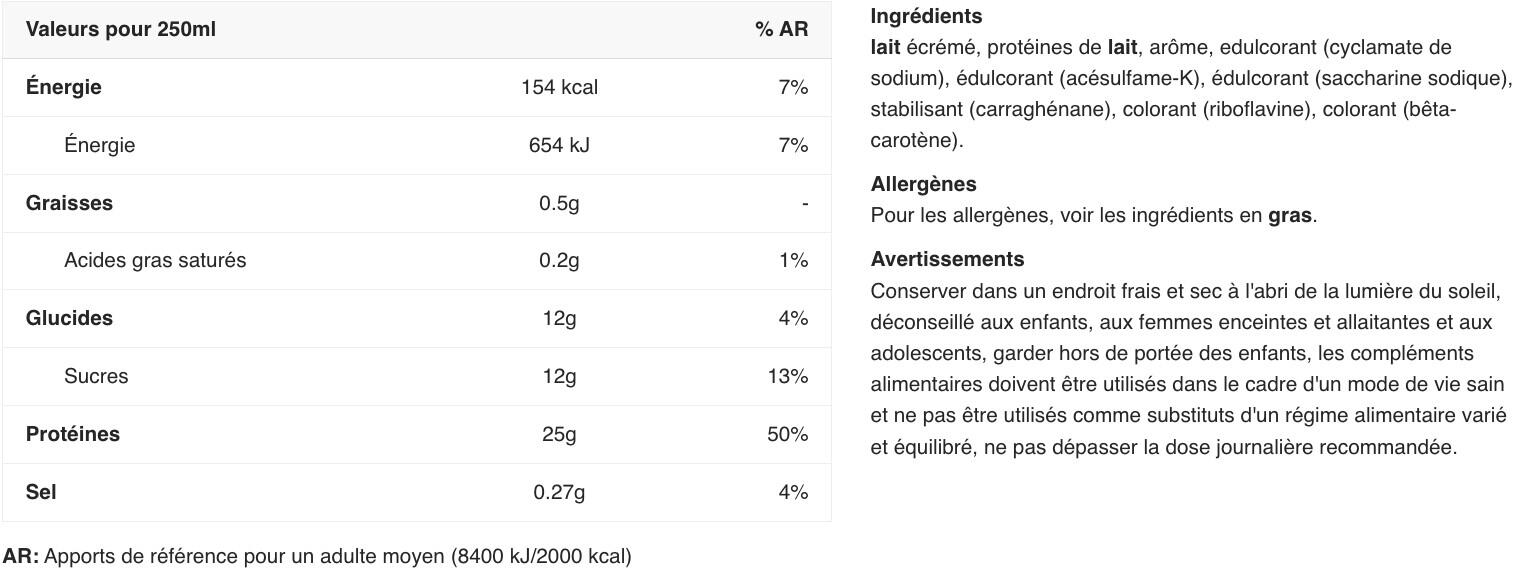 Boissons protéinées - Milk Protein Shake - Vanille Pack de 12 2/3