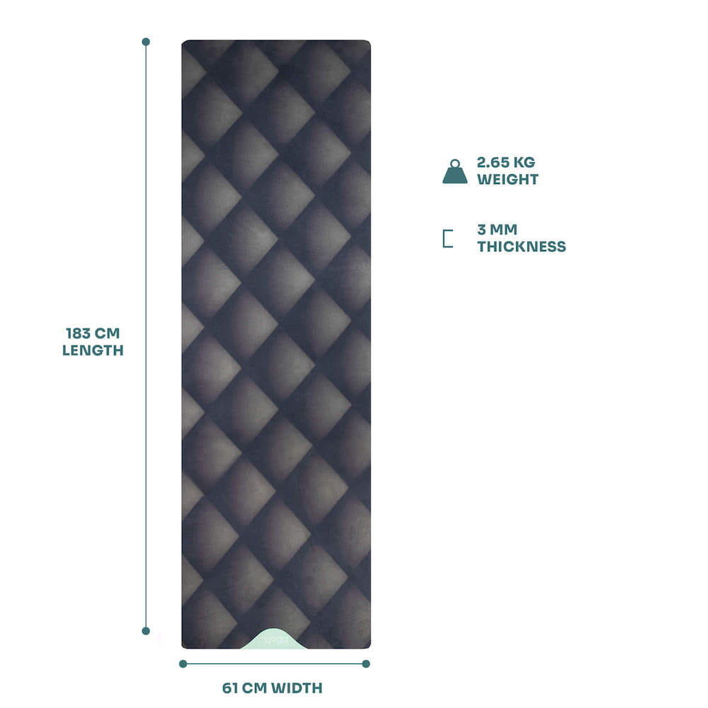 Myga Black Luxurious Vegan Suede Yoga Mat 7/8