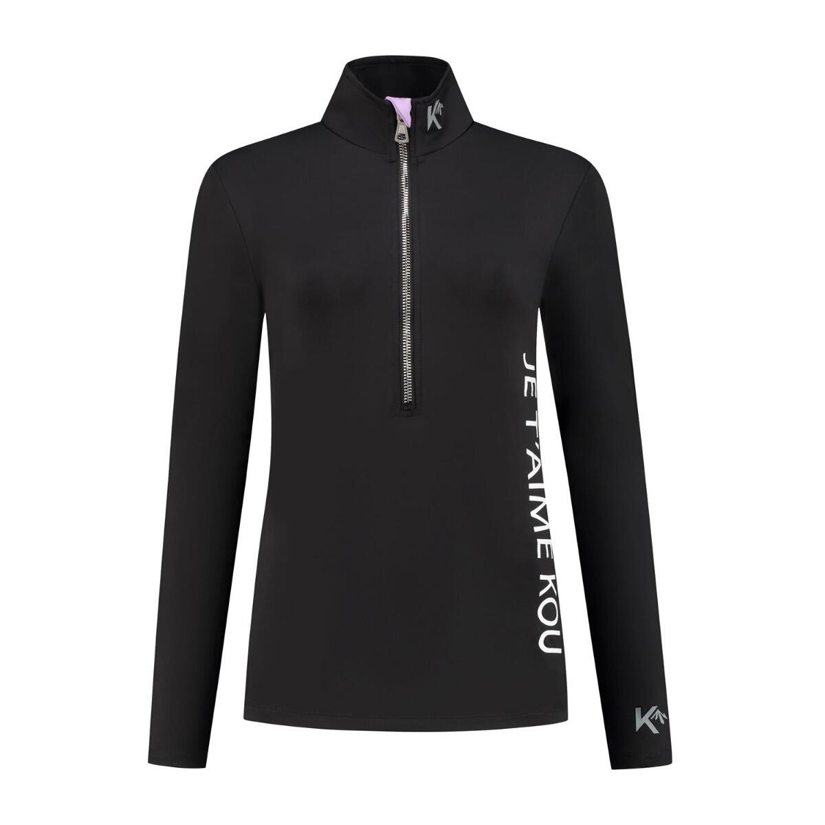 Pull de ski femme Je T'aime Kou Noir / Lilas 2/3