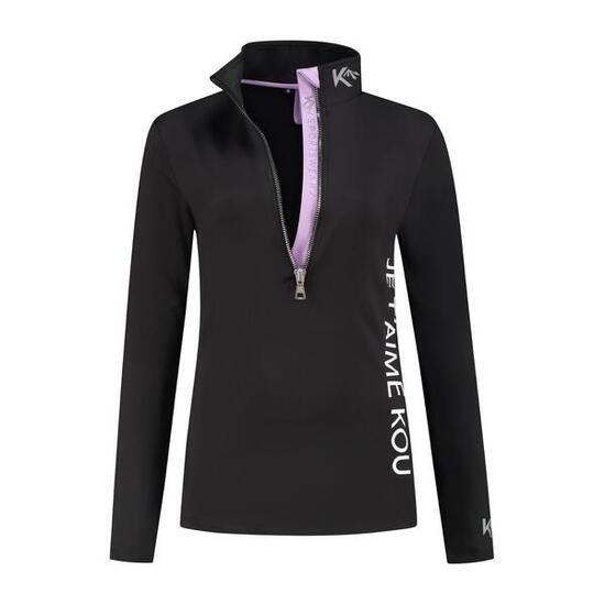 Pull de ski femme Je T'aime Kou Noir / Lilas