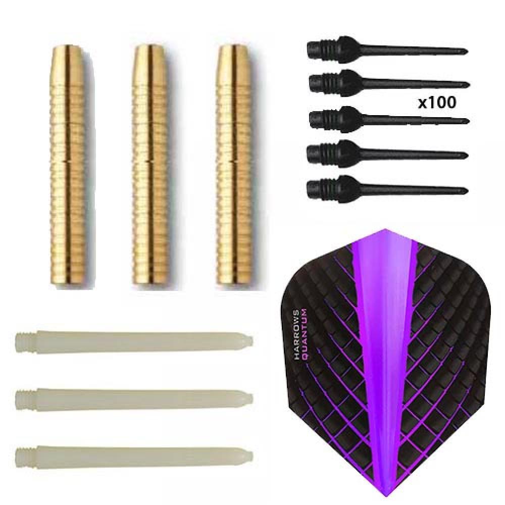 MANUEL GIL Pack Juego Dardos Eco Brass 2ba Purple + 100 puntas