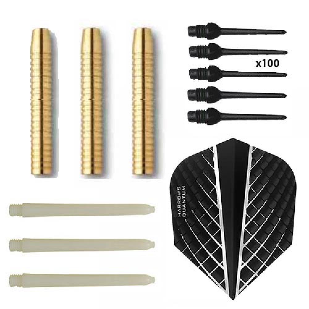 MANUEL GIL Pack Juego Dardos Eco Brass 2ba Black + 100 puntas