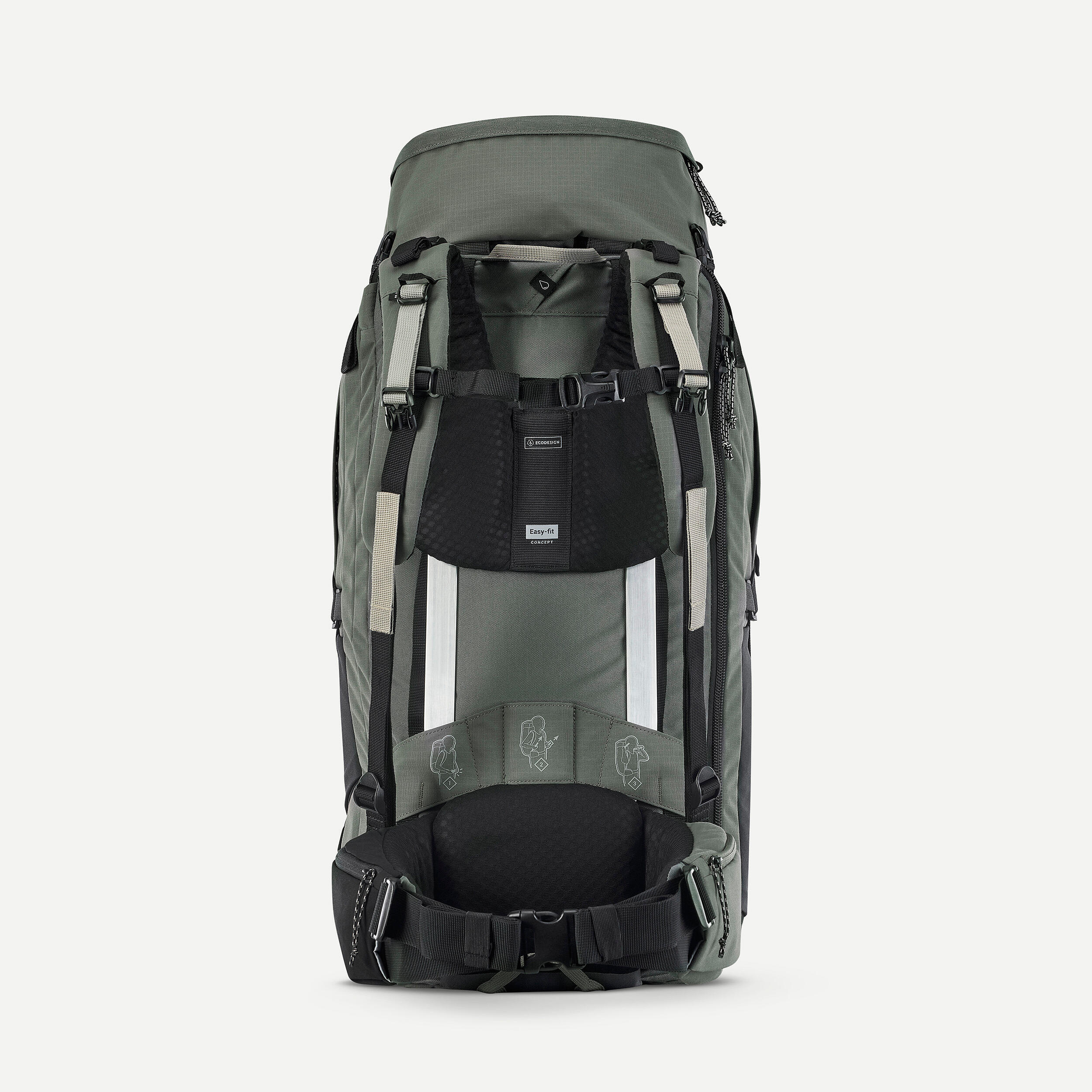 Seconde vie Sac à dos de voyage ouverture valise 70+6L homme, Travel 900 kaki 5/5