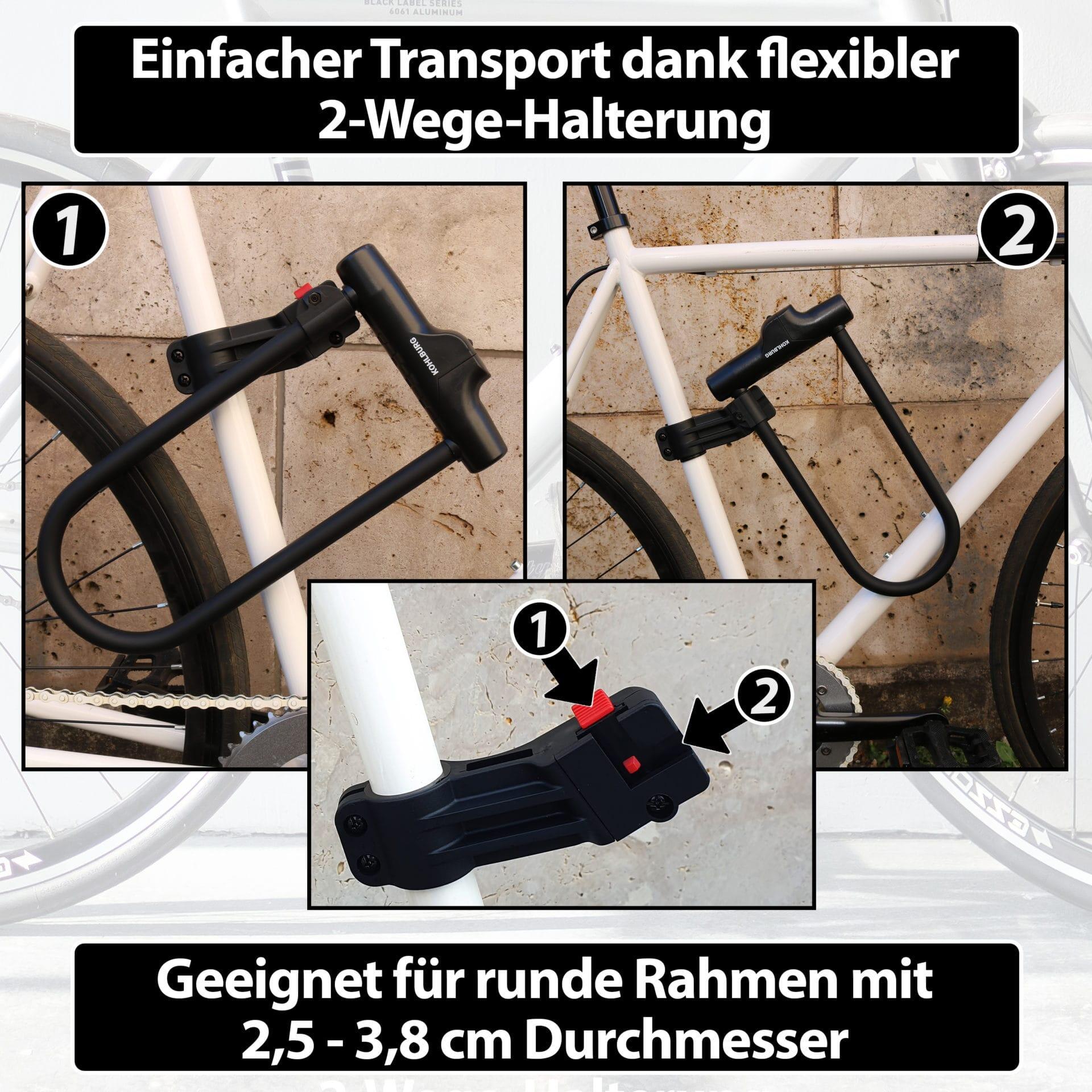 Sicherheits-Bügelschloss, höchste Sicherheitsstufe 15/15 für E-Bike & Fahrrad 6/8