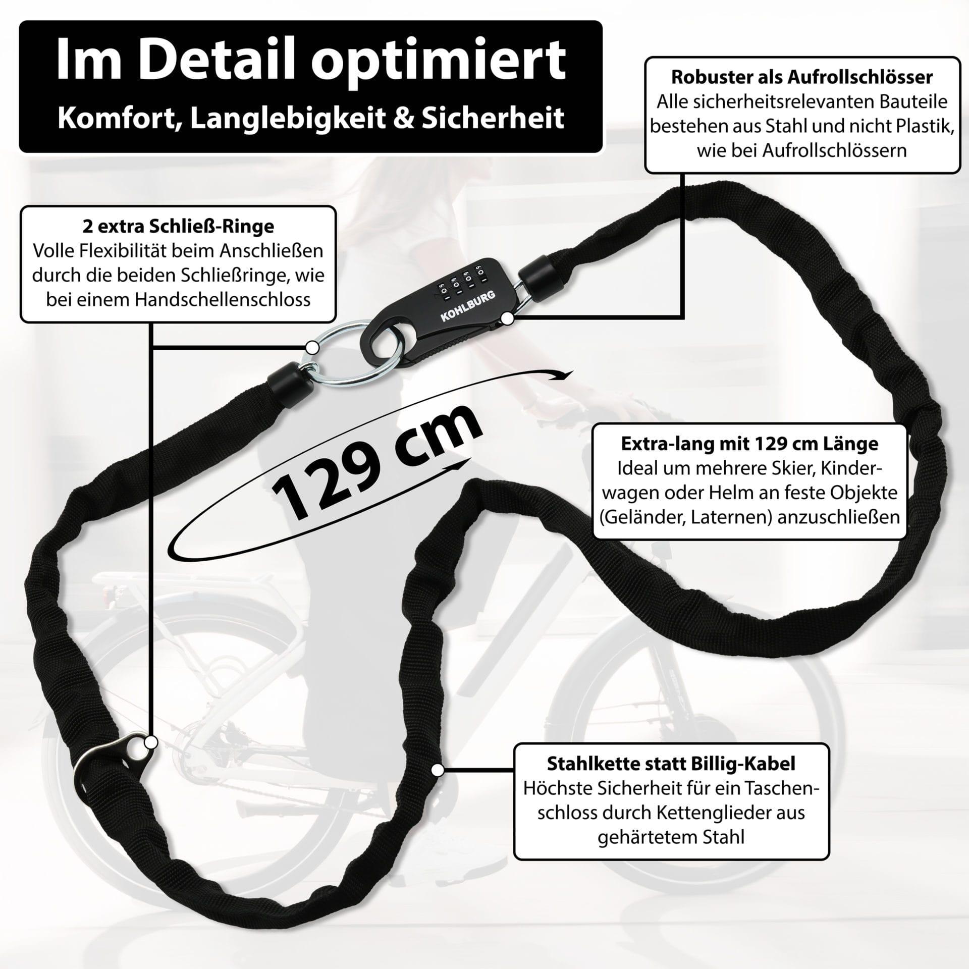 Zahlenschloss mit robuster Sicherheit aus 129cm Kette & Zahlenkombination 6/7
