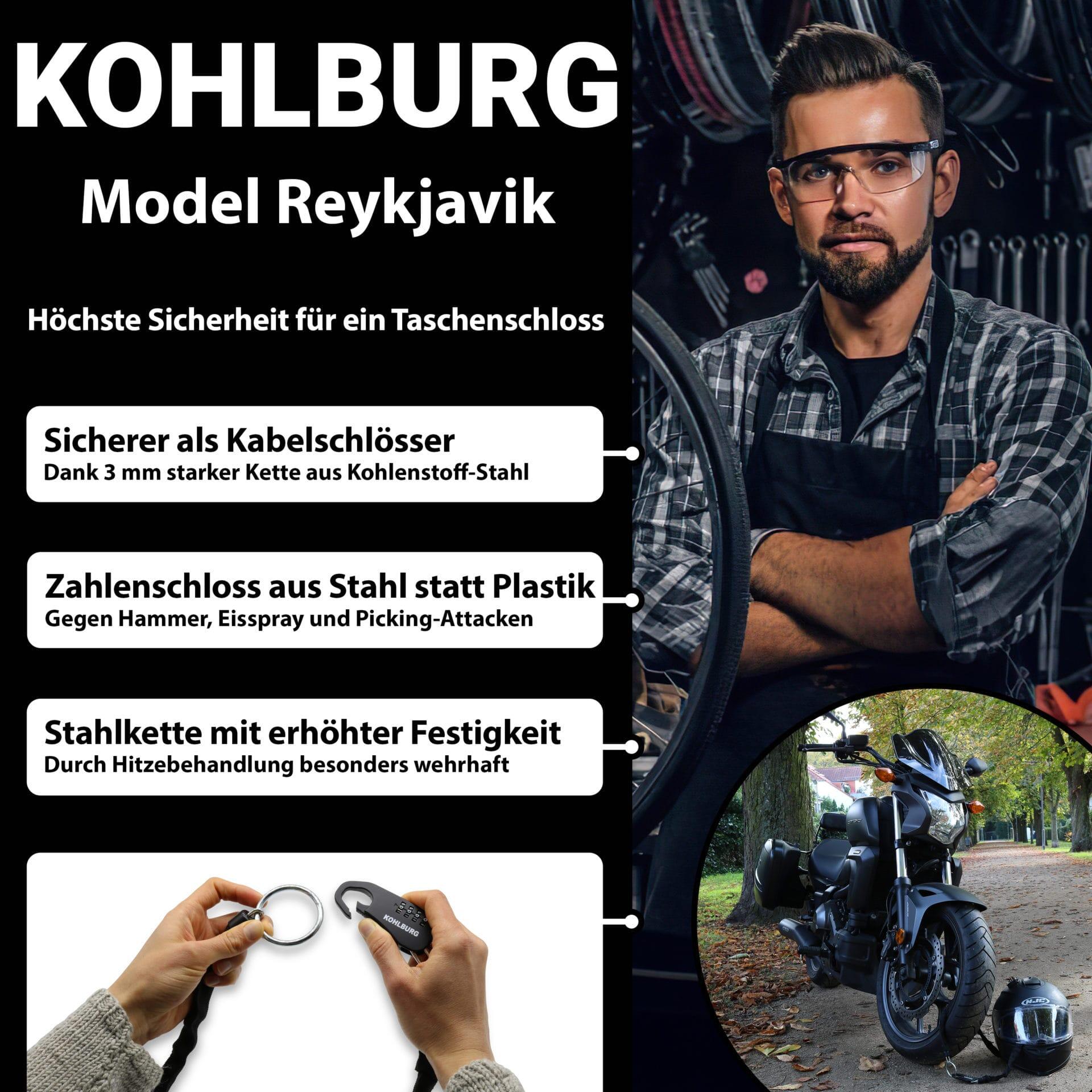 Zahlenschloss mit robuster Sicherheit aus 129cm Kette & Zahlenkombination 3/7