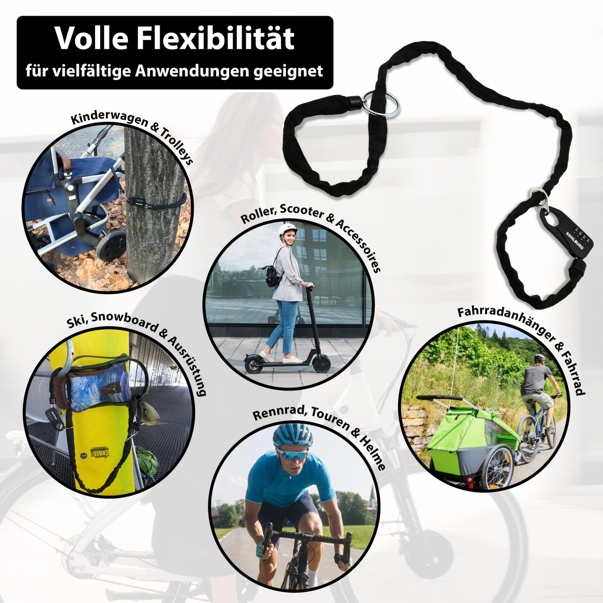Zahlenschloss mit robuster Sicherheit aus 129cm Kette & Zahlenkombination 4/7