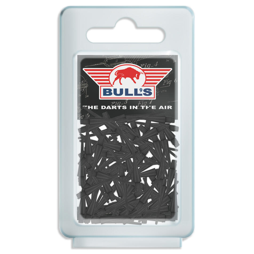 Bull's Long Life Short Softtip Points | 1000 pcs Black 2/3