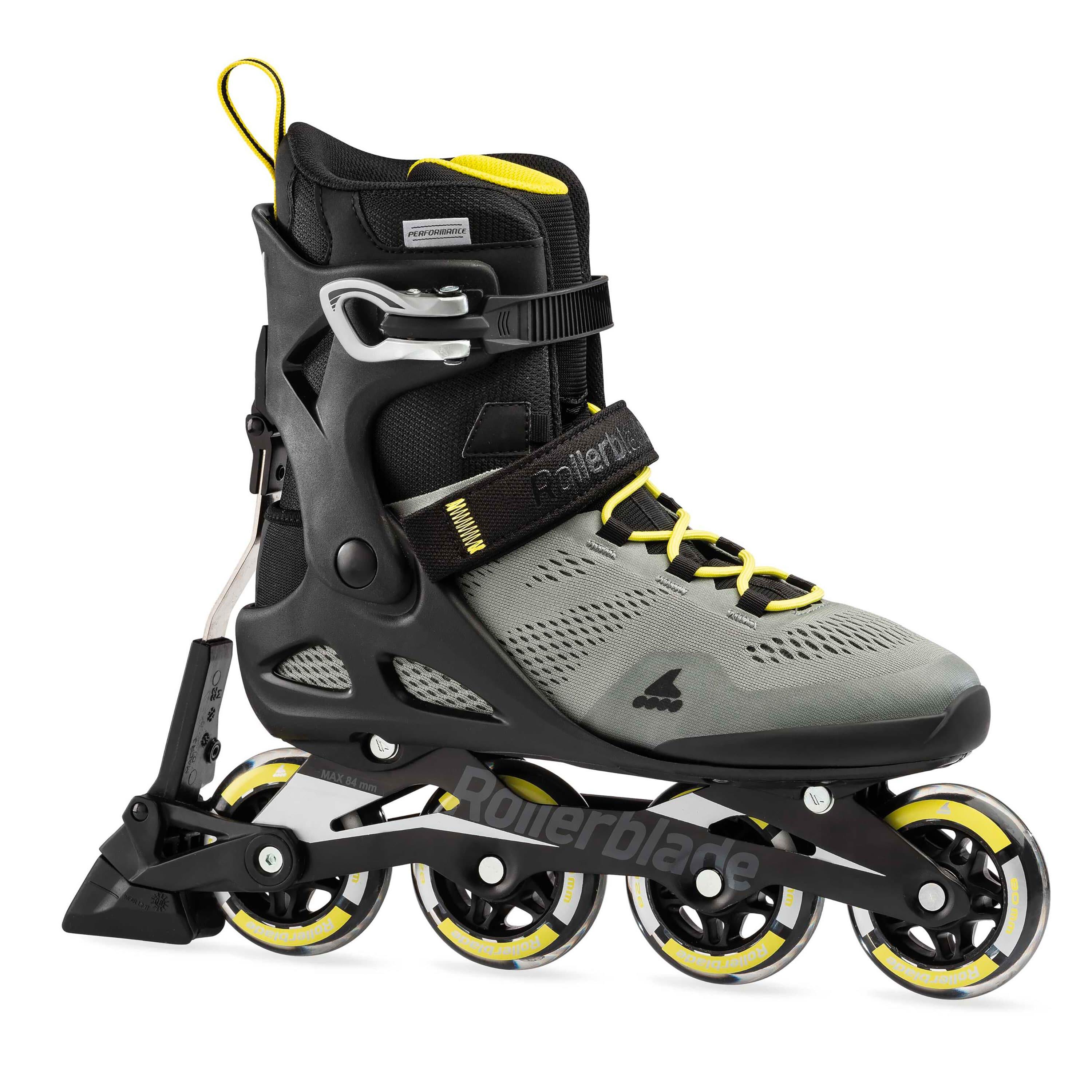 Rollerblade - Rollerblade Roller Fitness Macroblade 80 Abt Argent Jaune Neon - Rollers En Ligne - Gris|noir|vert - 45,5 - Decathlon