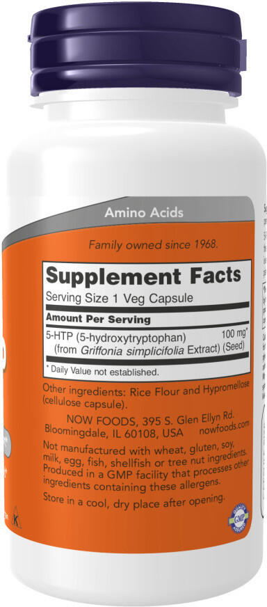 Now Foods 5-HTP 100mg (60) Standard - Vitamines, minéraux et santé - 5-HTP 2/5