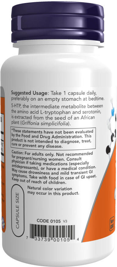 Now Foods 5-HTP 100mg (60) Standard - Vitamines, minéraux et santé - 5-HTP 3/5