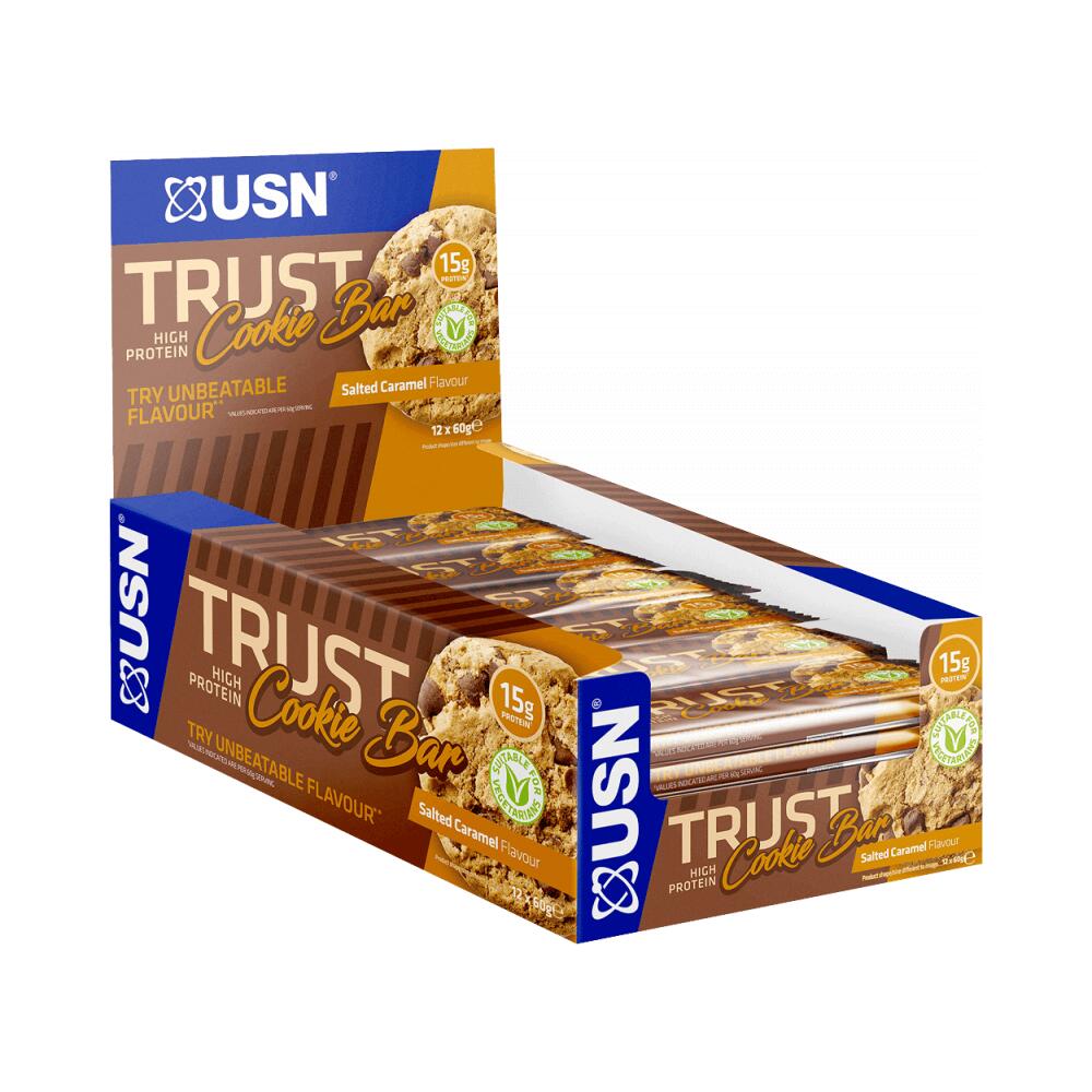 Usn - Usn Trust Cookie Bars (12x60g) Salted Caramel - Barres - Barres Protéinées - Barre Protéinée - Decathlon