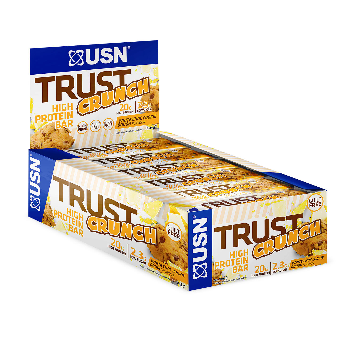 USN Trust Crunch Bars (12x60g) White Chocolate Cookie Dough - Barres 5/5