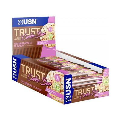Usn trust cookie bars (12x60g) white chocolate raspberry - repen - eiwit repen