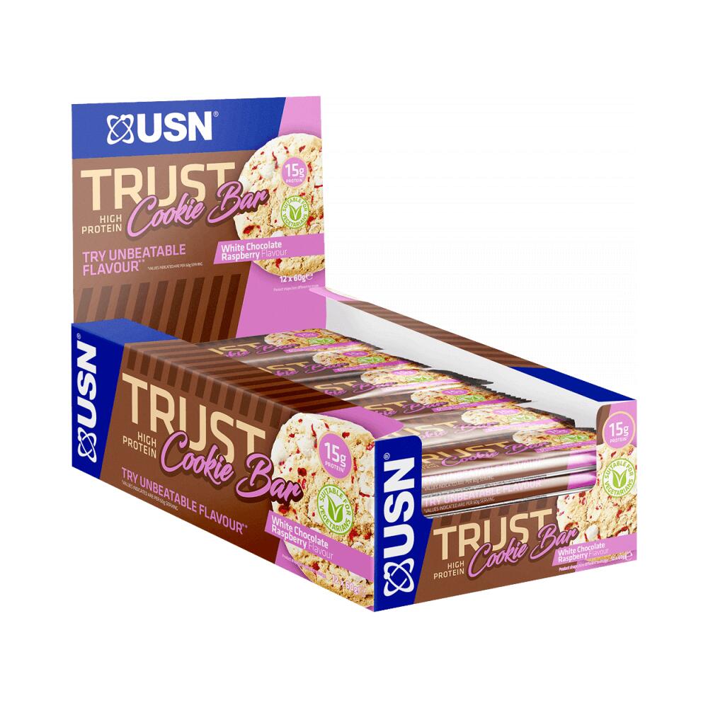 Usn - Usn Trust Cookie Bars (12x60g) White Chocolate Raspberry - Barres - Barre Protéinée - Decathlon