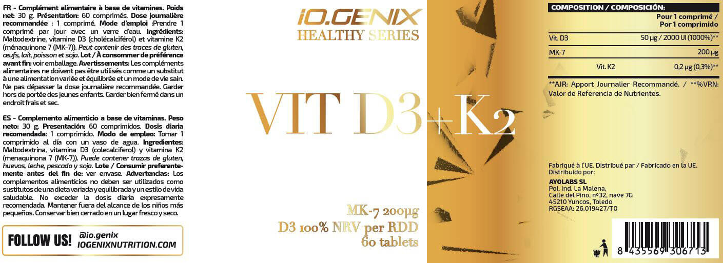 Vit d3 + k2 - 60 tablets de IO.Genix 4/5