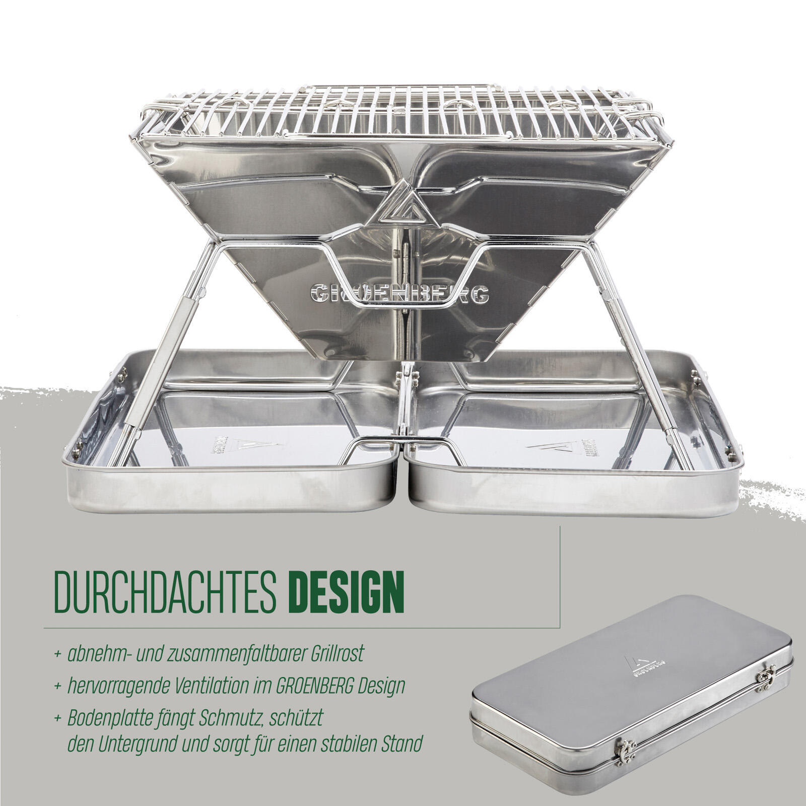 Camping Grill Eldfell M Faltgrill Holz Kohle Faltbar Outdoor Edelstahl 5/7