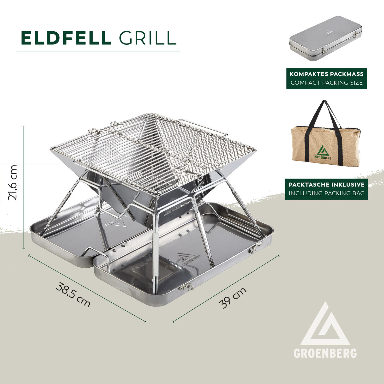 Camping Grill Eldfell M Faltgrill Holz Kohle Faltbar Outdoor Edelstahl 2/7