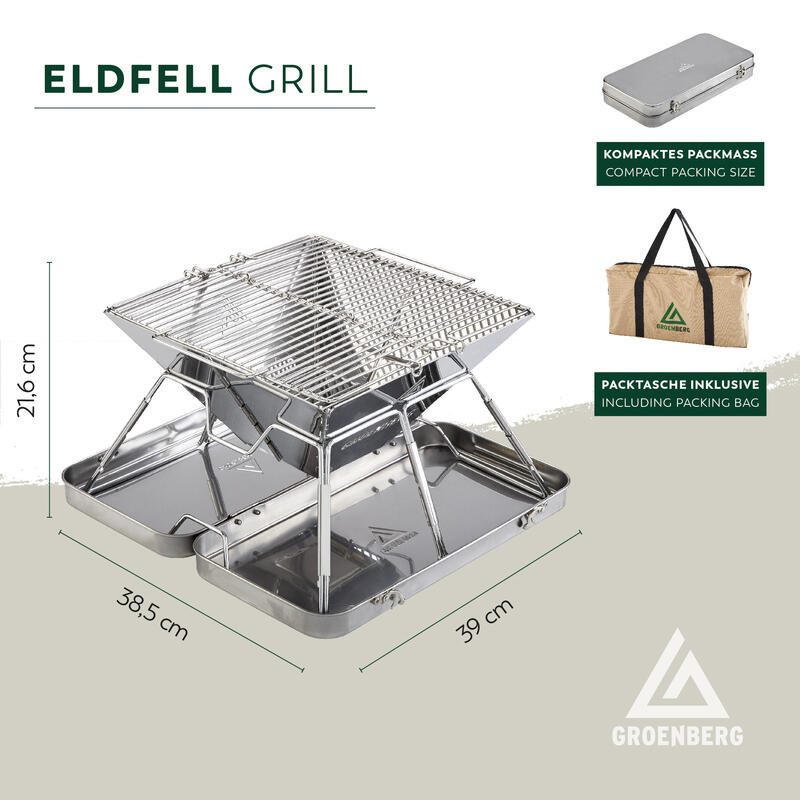 Camping Grill Eldfell M Opvouwbare Hout Houtskool Opvouwbaar Buiten Staal