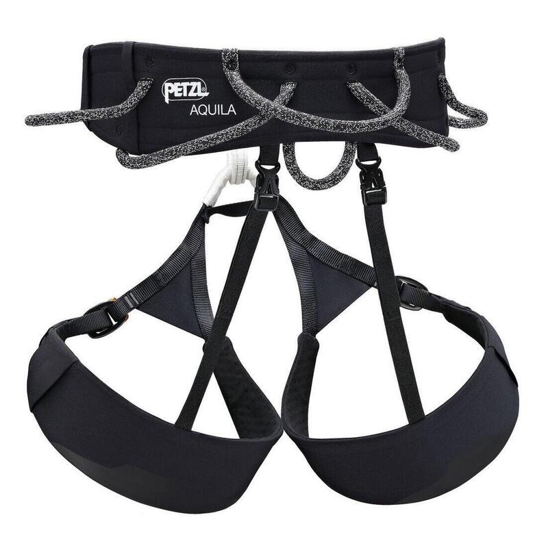 Harnais Petzl Aquila M negru cu FUSEFRAME, bucle DOUBLEBACK, 5 porte-matériels