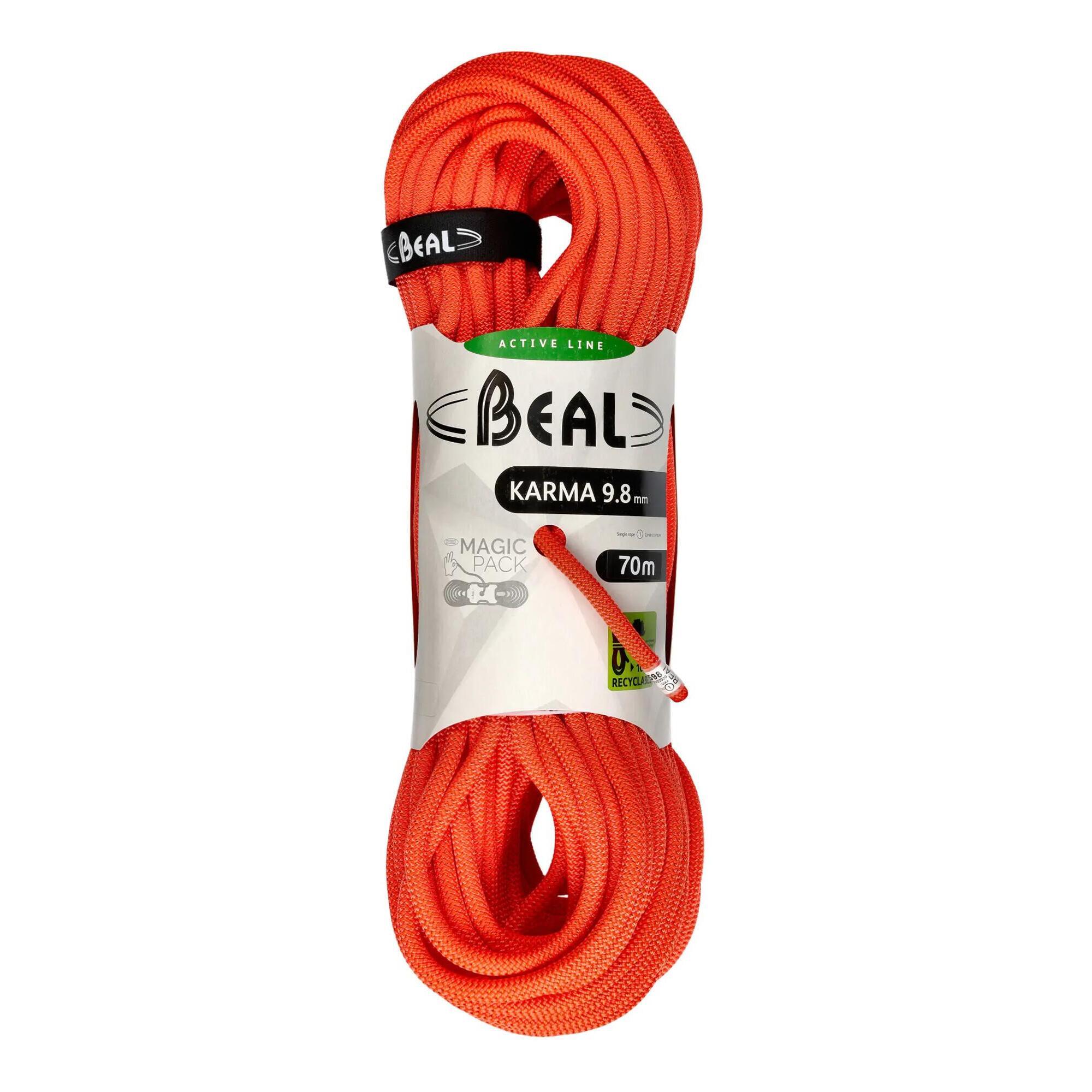 Beal - Corde D'Escalade Beal Karma 9,8 Mm 70 M Polyamide Orange Solide Conforme En 892 - Corde D'Escalade - Orange - Taille Unique - Decathlon