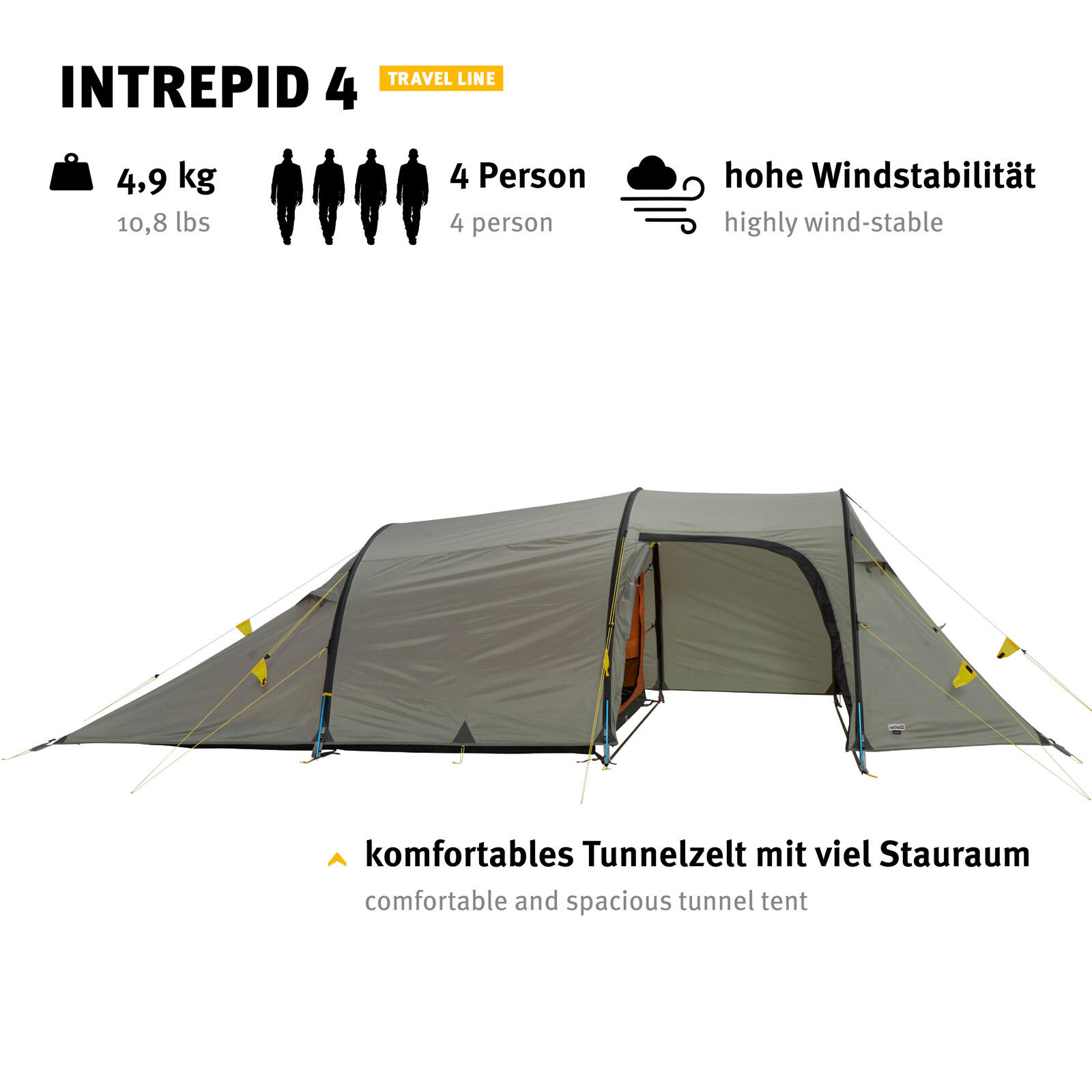 Tunnelzelt Intrepid 4 Personen Campingzelt Familienzelt Alu Leicht 4,9kg 2/7