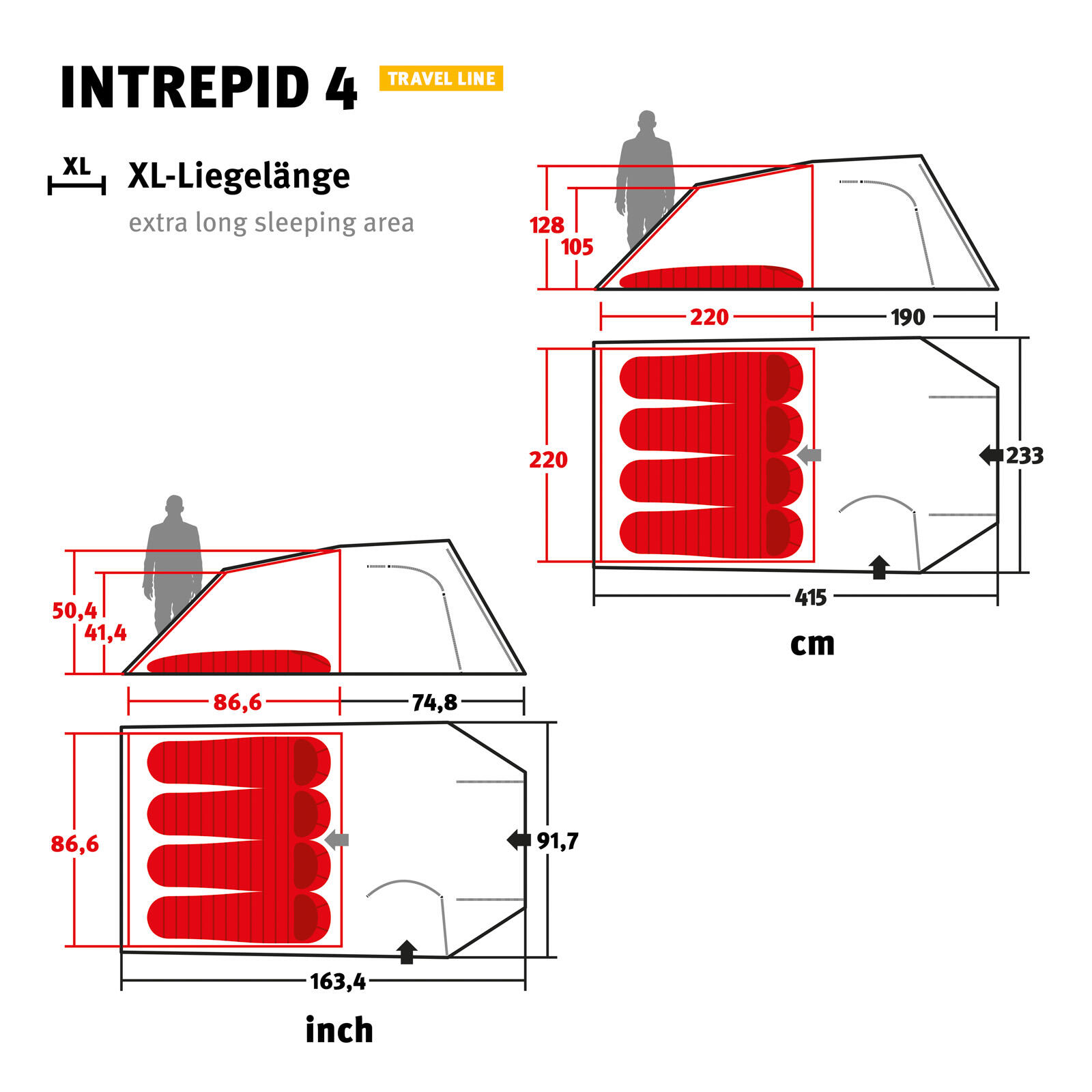 Tunnelzelt Intrepid 4 Personen Campingzelt Familienzelt Alu Leicht 4,9kg 3/7