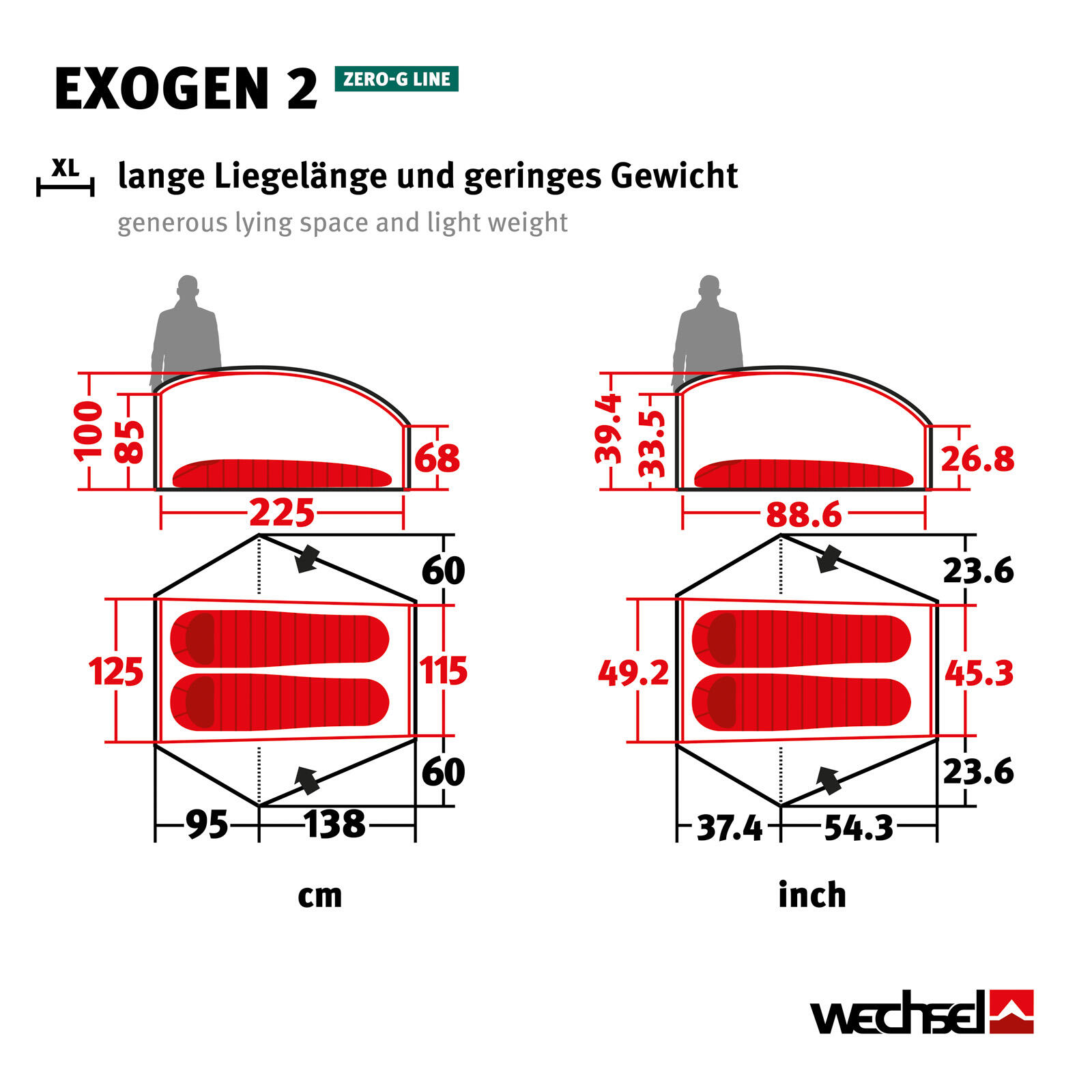 Trekkingzelt Exogen 2 Personen Geodät Camping Fahrrad Biwak Zelt 1,93 kg 2/7