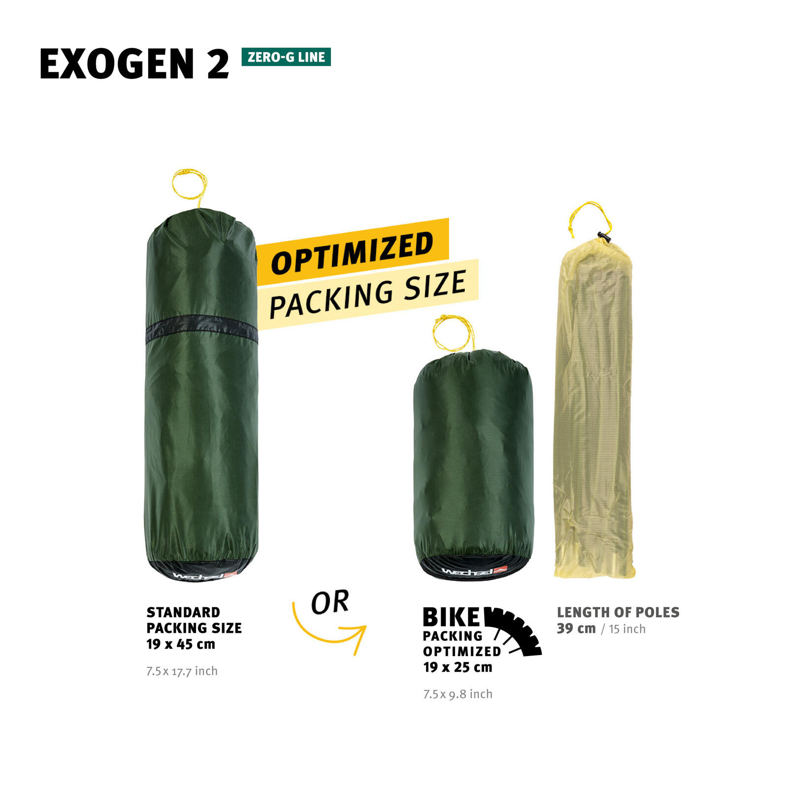 Trekkingzelt Exogen 2 Personen Geodät Camping Fahrrad Biwak Zelt 1,93 kg 4/7