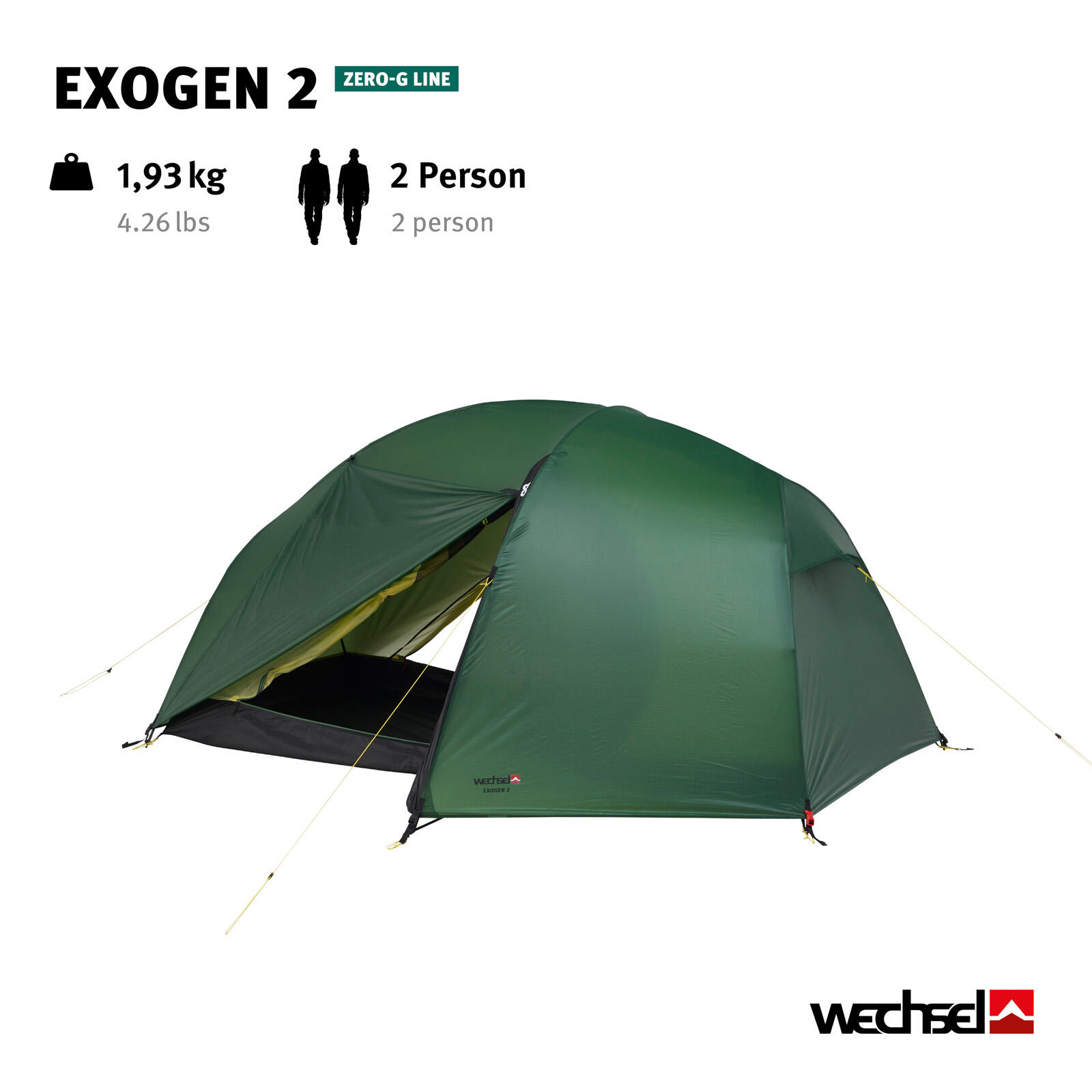 Trekkingzelt Exogen 2 Personen Geodät Camping Fahrrad Biwak Zelt 1,93 kg 3/7