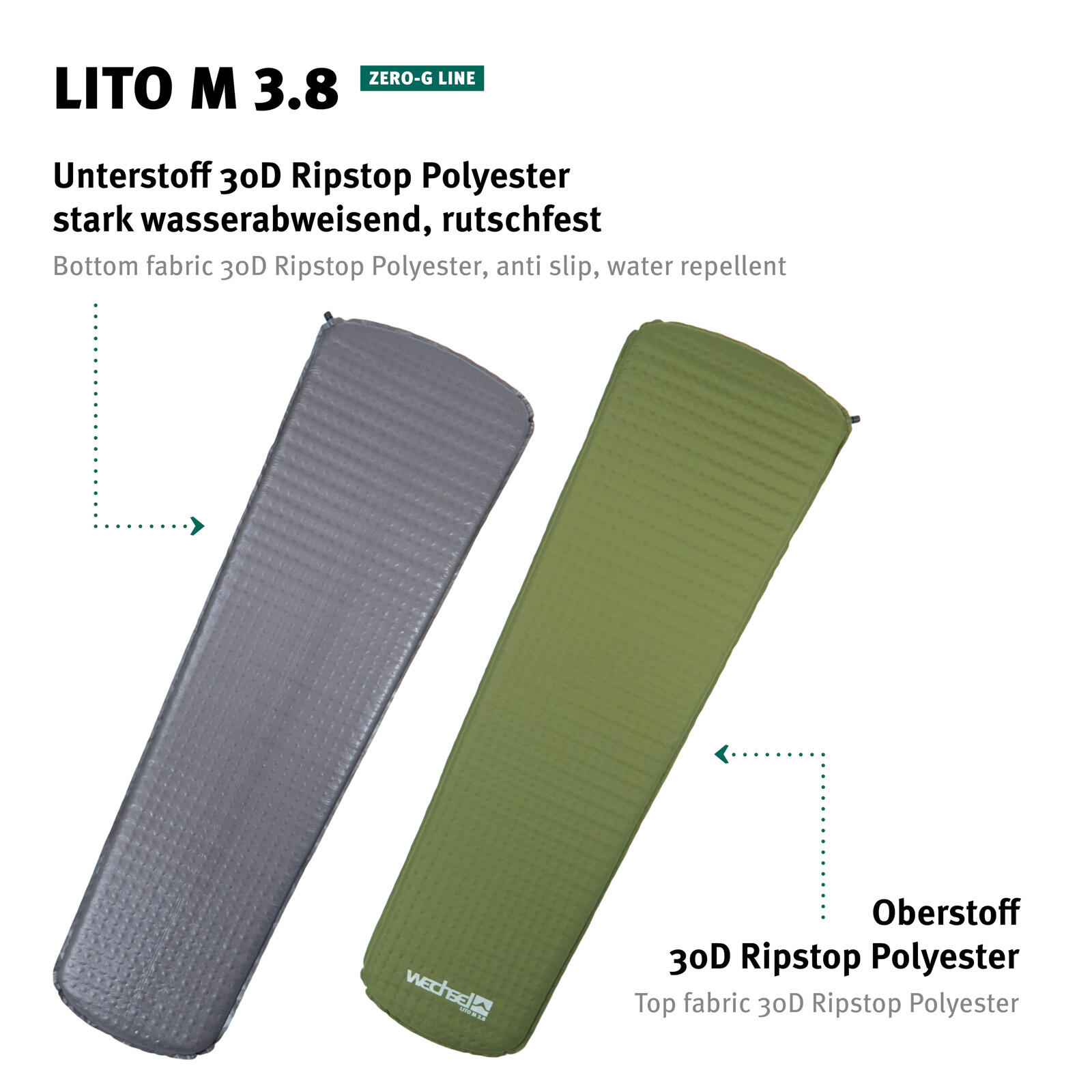 Cuscino da trekking Lito M 3.8 Letto ad aria leggero e autogonfiante 0.53 kg 3/6