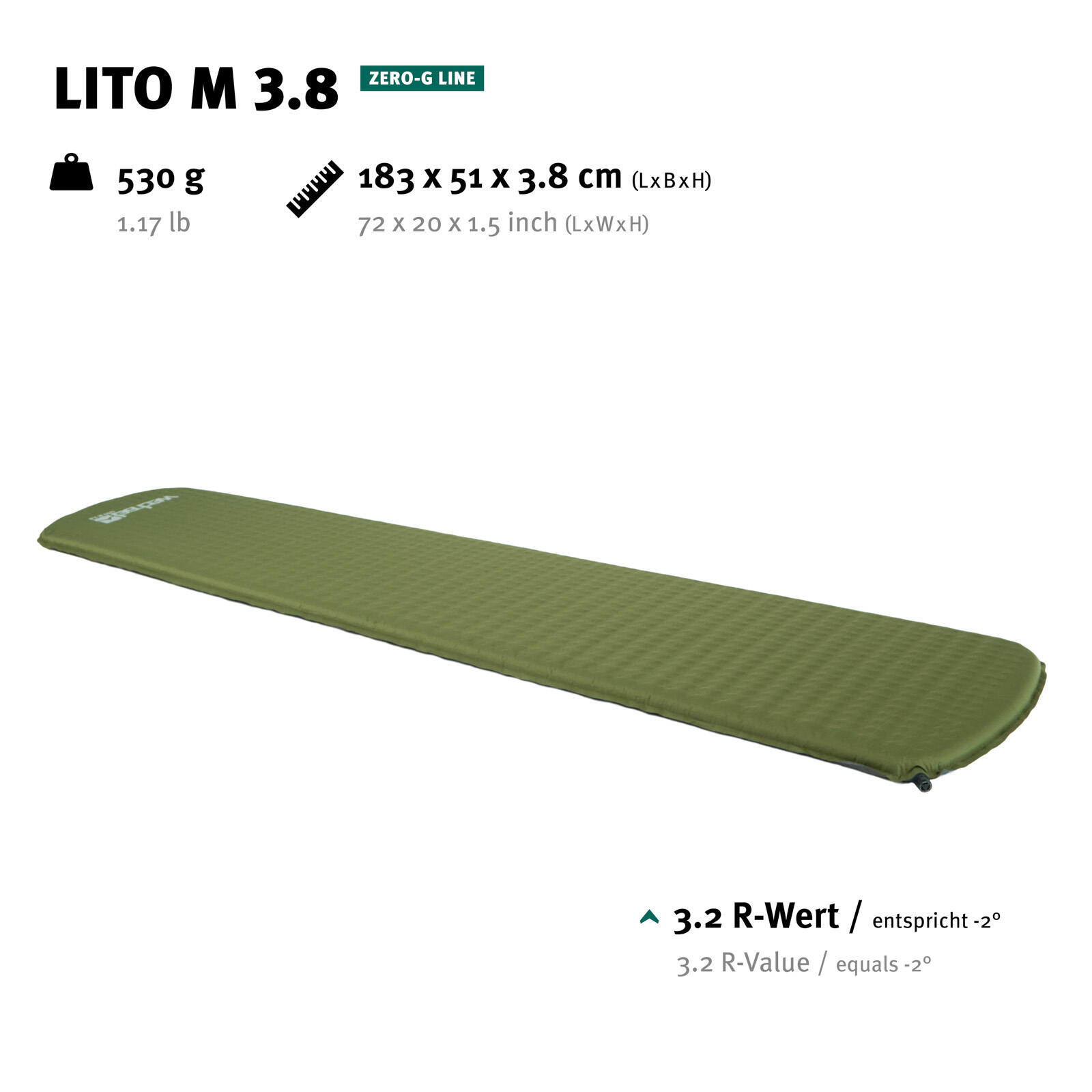 Cuscino da trekking Lito M 3.8 Letto ad aria leggero e autogonfiante 0.53 kg 2/6