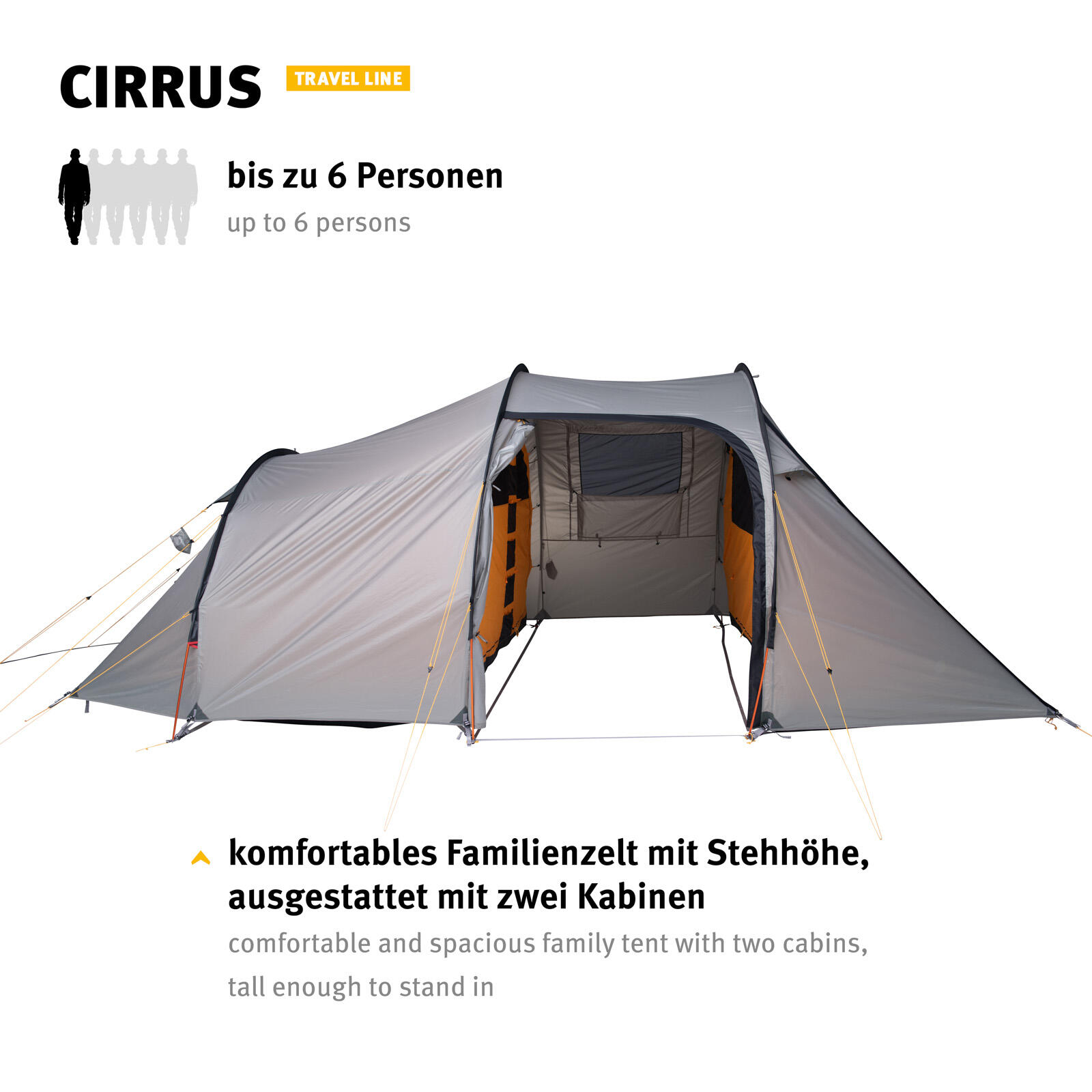 Tunnelzelt Cirrus 4-6 Personen Campingzelt Familienzelt Groß Vorraum Alu 5/7
