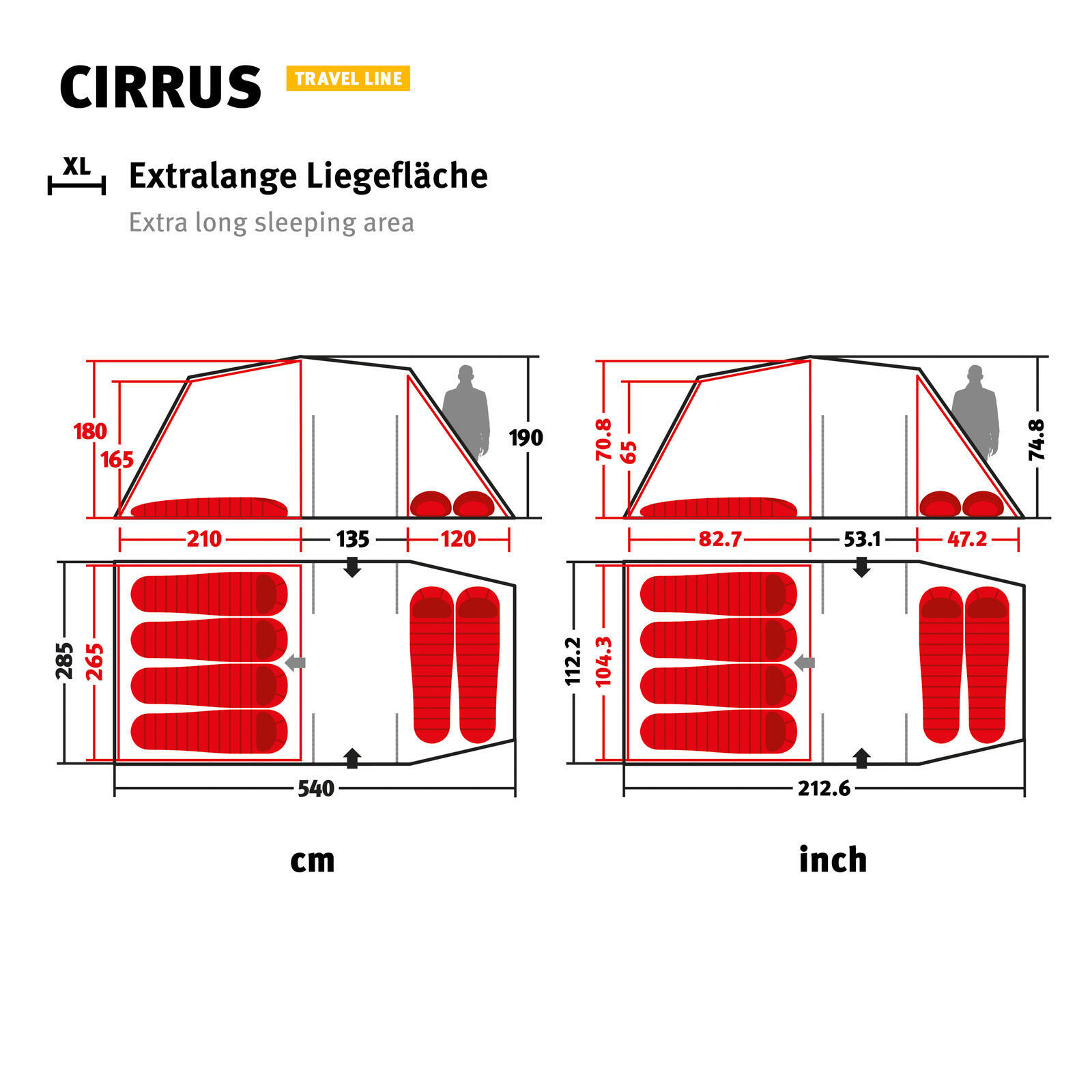 Tunnelzelt Cirrus 4-6 Personen Campingzelt Familienzelt Groß Vorraum Alu 2/7