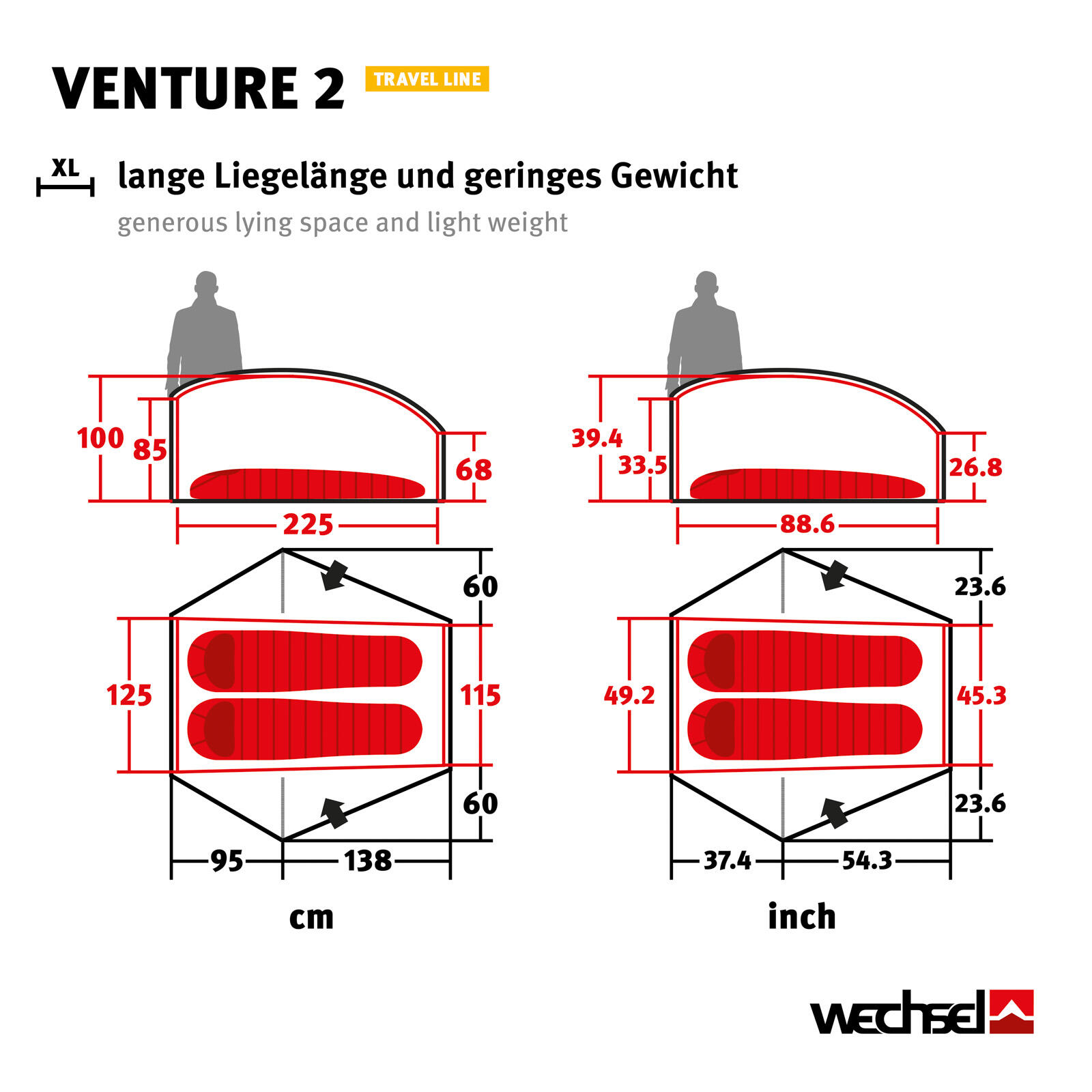 Trekkingzelt Venture 2 Personen Geodät Camping Fahrrad Zelt Biwak 2,6 kg 2/7