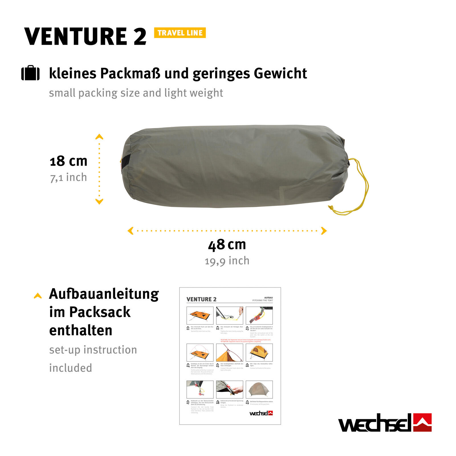 Trekkingzelt Venture 2 Personen Geodät Camping Fahrrad Zelt Biwak 2,6 kg 3/7