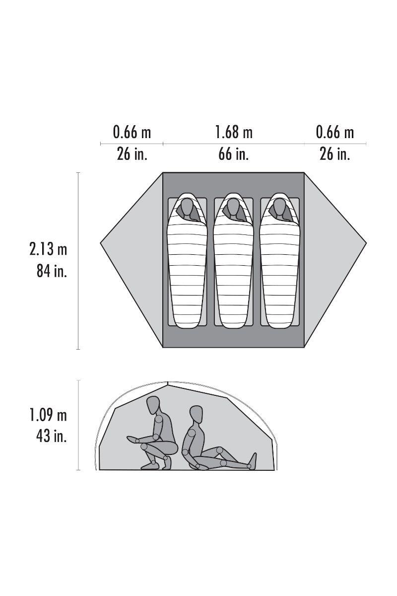 Tente MSR FreeLite 3 V3 verte ultra‑légère 3 personnes nylon 15D ripstop 1,07 kg 5/7
