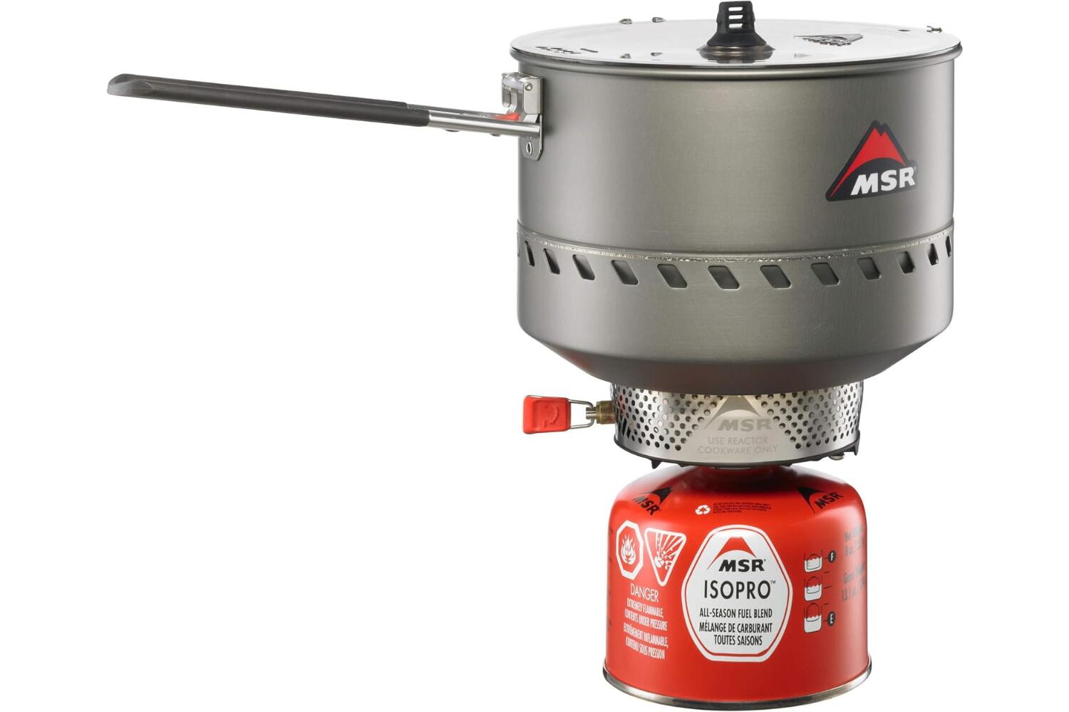 Réchaud MSR Reactor 2,5 L inox coupe‑vent haute efficacité compact autonome 3/4