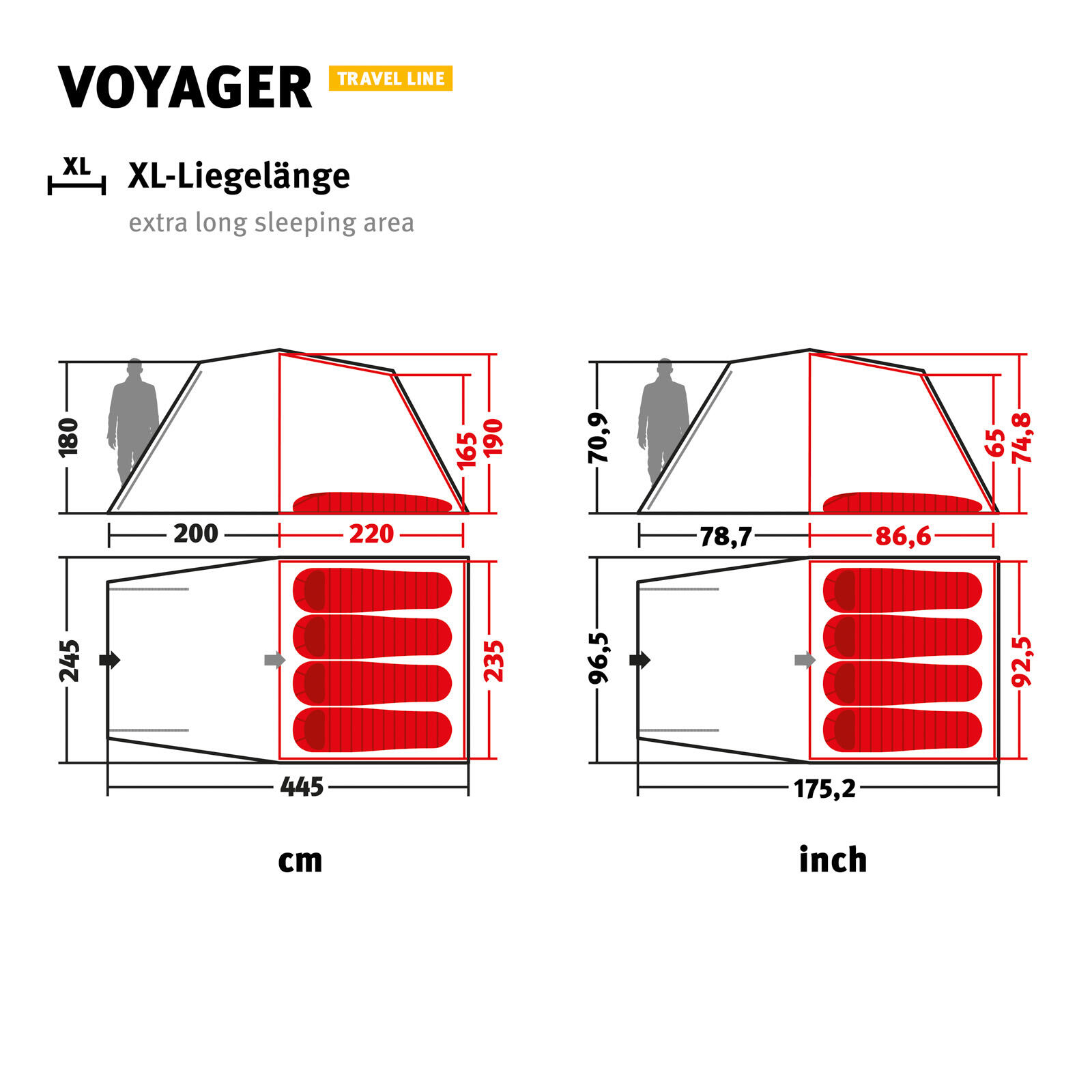 Tenda a tunnel Voyager 4 persone da Campeggio alluminio leggero 6.4kg 2/7