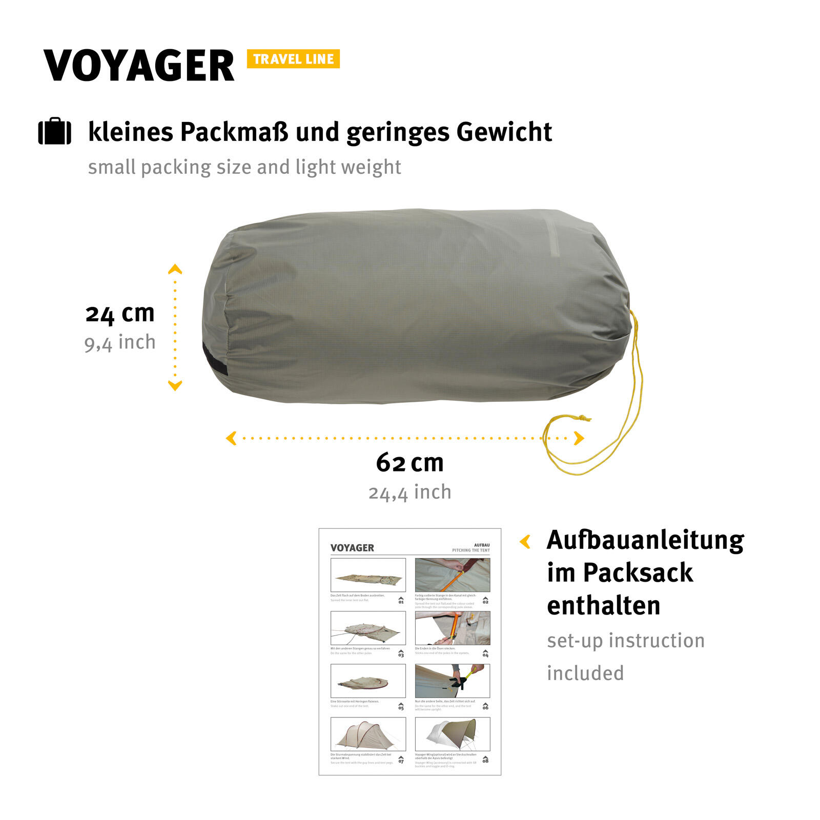 Tenda a tunnel Voyager 4 persone da Campeggio alluminio leggero 6.4kg 3/7