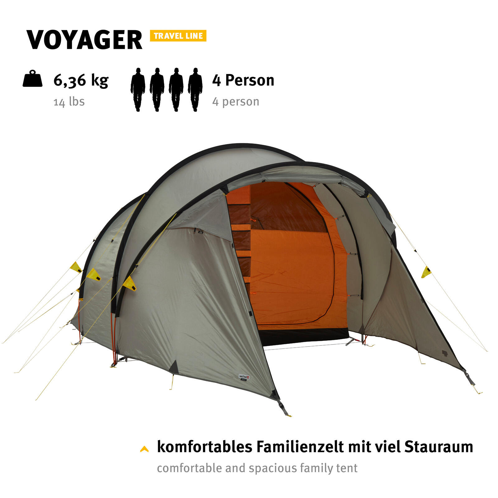 Tenda a tunnel Voyager 4 persone da Campeggio alluminio leggero 6.4kg 4/7